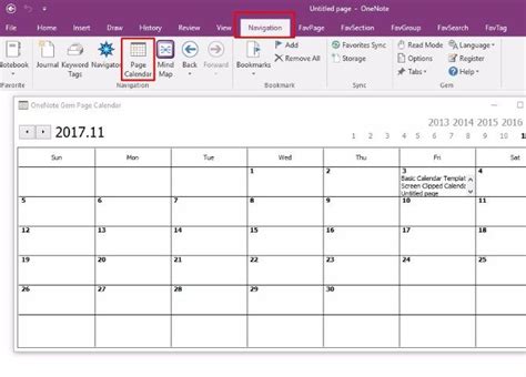 OneNote Calendar Template Tips