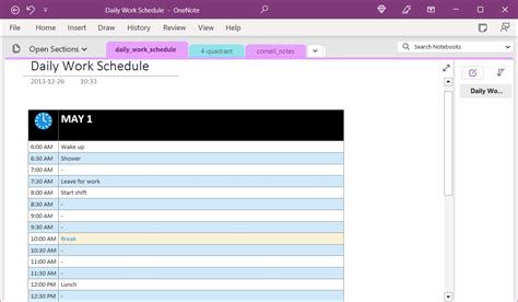 OneNote Daily Tasks Template