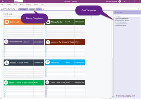 OneNote Goal Setting Template