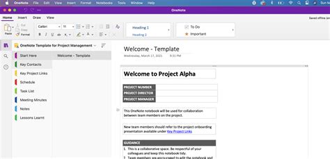 OneNote Project Management Collaboration