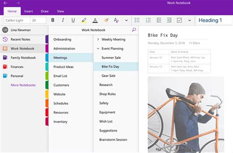 OneNote Project Management Template Design