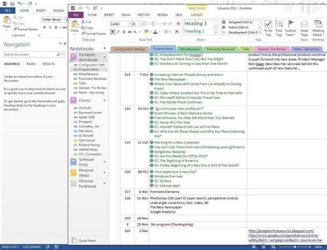 OneNote project tracking template example 1