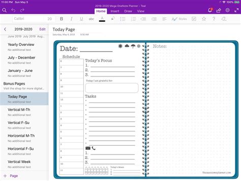 OneNote template notebook