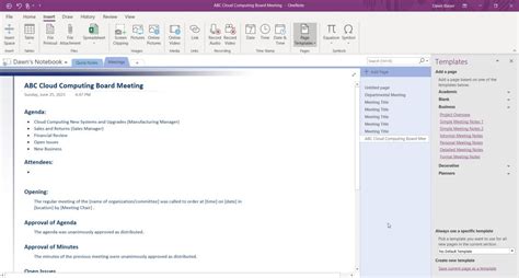 OneNote Template Tutorial