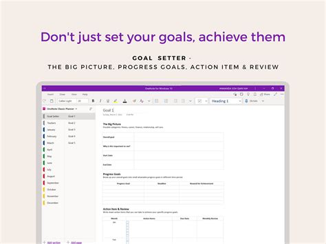 OneNote Goal Setting Template