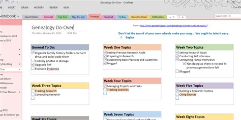 OneNote To Do List Template Organization