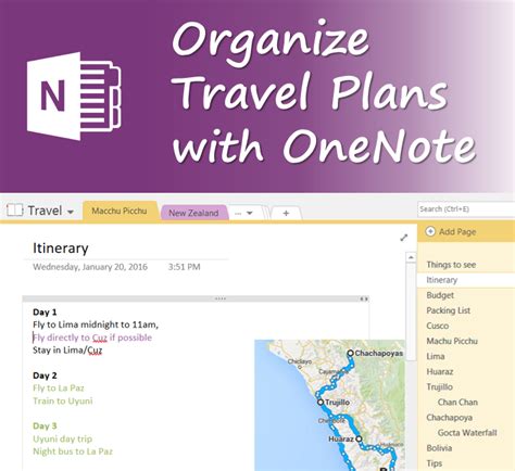 OneNote Travel Planner Template