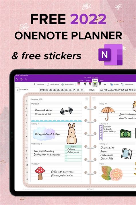 Customization options for a yearly planner template in OneNote