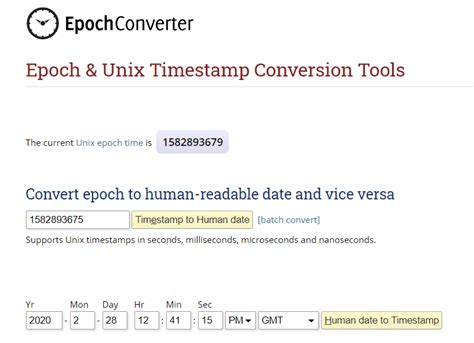 Online Epoch Time Converter Tool