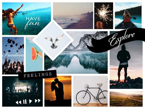 A vision board with quotes and images