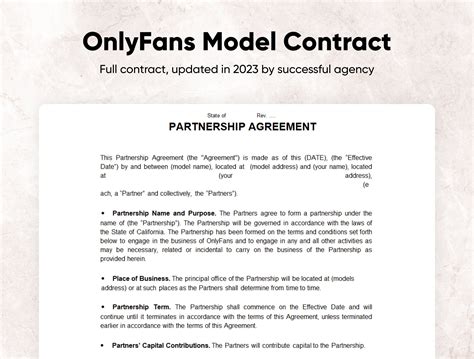 Onlyfans Contract Template Sample