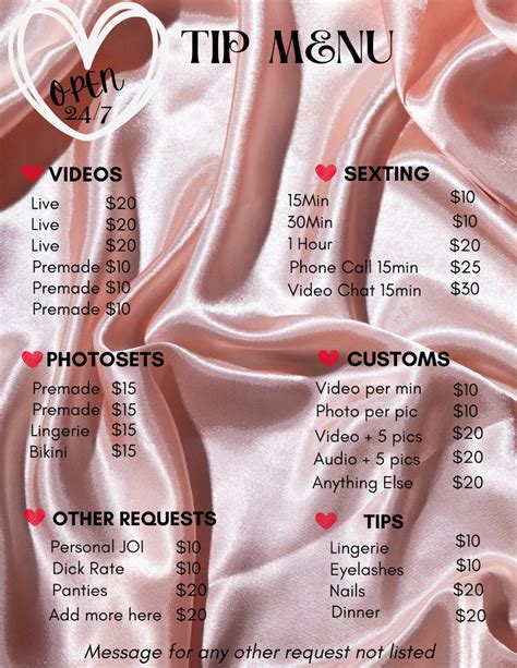 Onlyfans Menu Template Customize