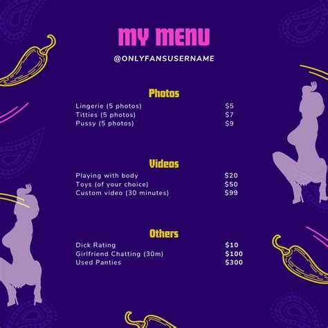 Onlyfans Menu Template Download