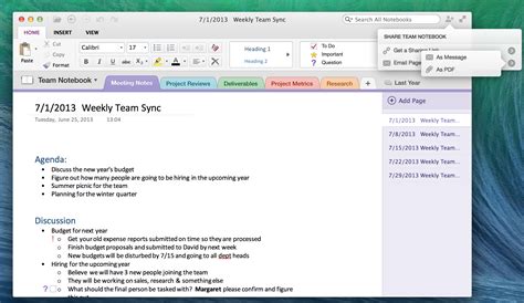 OneNote meeting template tips