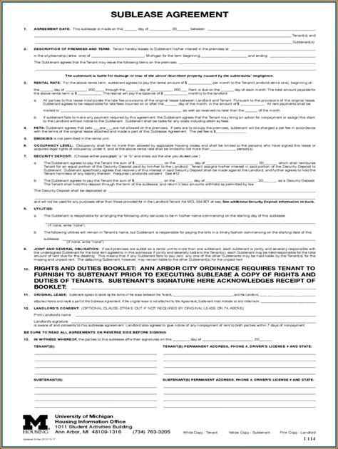 Ontario Sublet Agreement Template 1