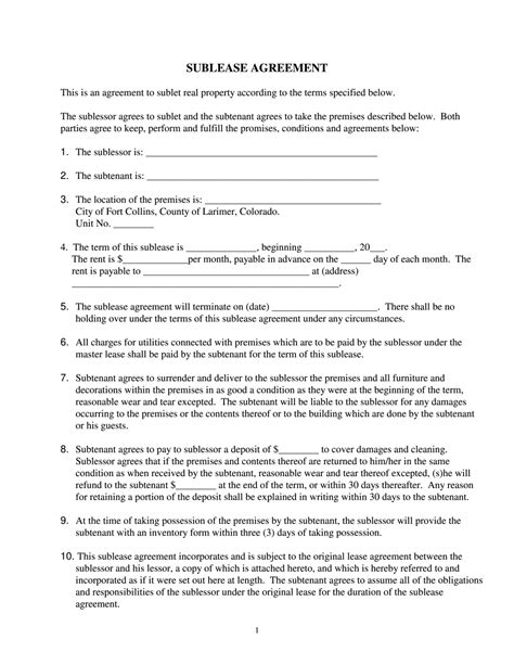 Ontario Sublet Agreement Template 2