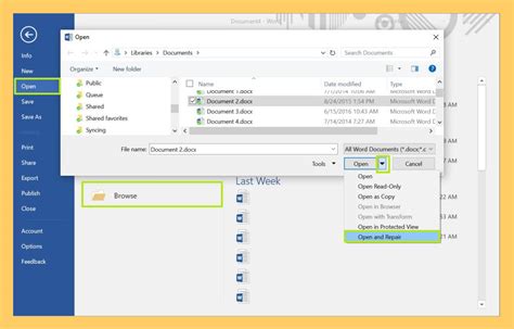 Open and repair in Excel