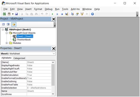 Opening the Visual Basic for Applications editor