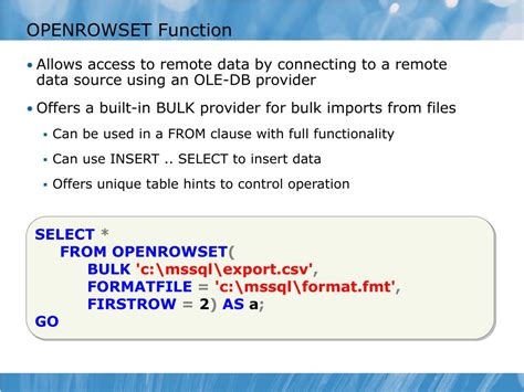 OPENROWSET Function