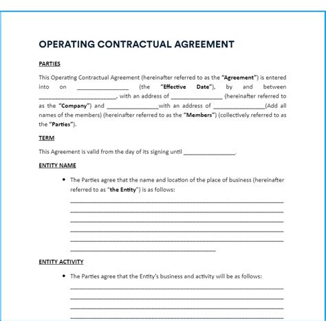 A sample operating agreement template download page