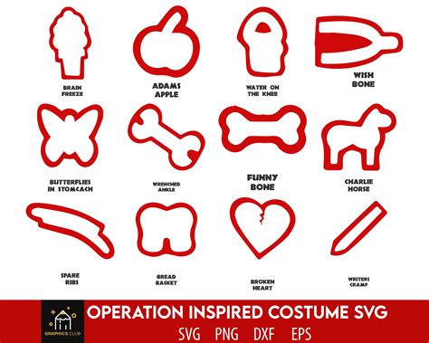 Operation game pieces clip art template 1