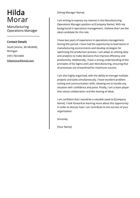 Operations Manager Cover Letter Length