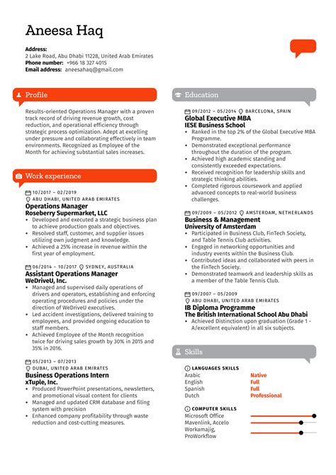 Operations Manager Resume Templates Gallery