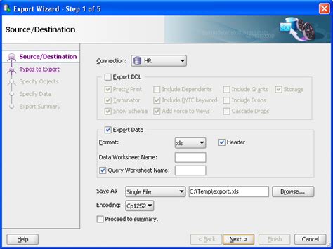 Oracle Data Export Format