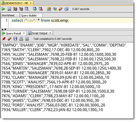 Oracle SQL Data Export