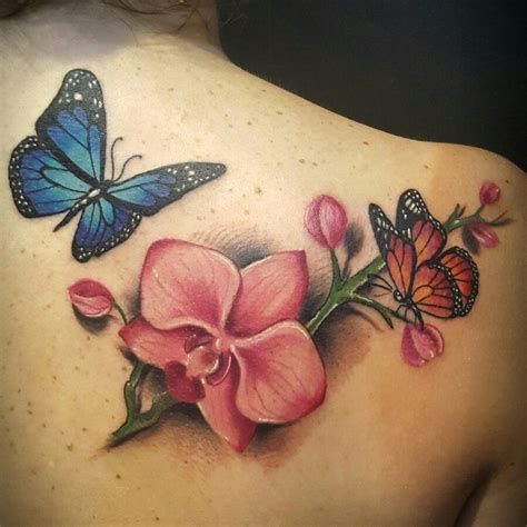 Orchid Butterfly Tattoo Design