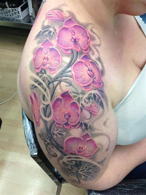 Orchid sleeve tattoo design