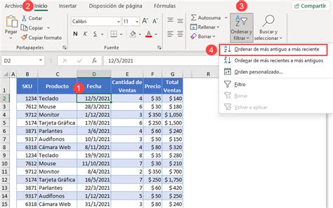 Ordenar Tablas en Excel por Fecha