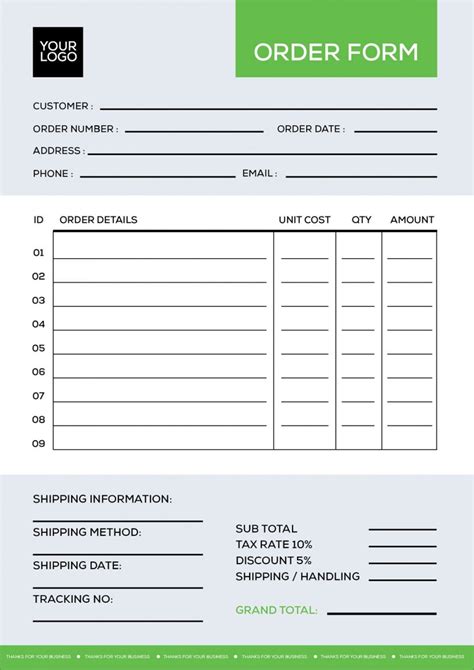 Order Form Design Templates