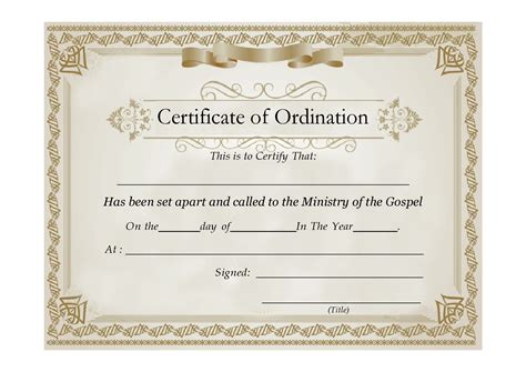 Ordination Certificate Template Example 2