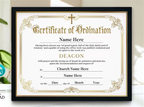 Ordination Certificate Template Example 3