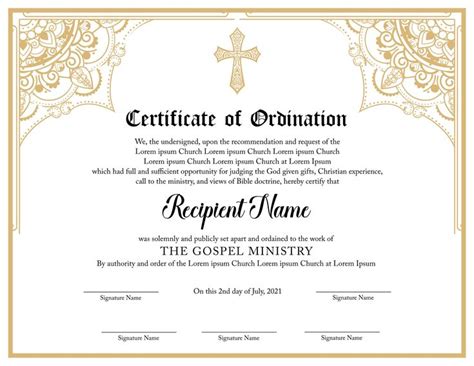 Ordination Certificate Template Example 8