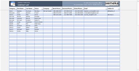 Organizing contacts in Excel