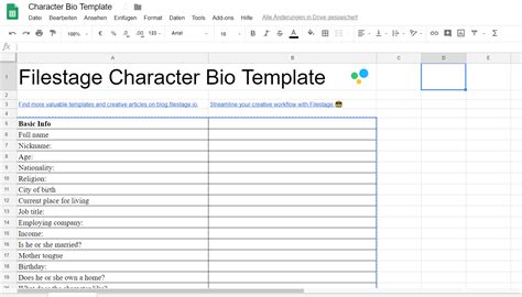 Original Character Bio Templates