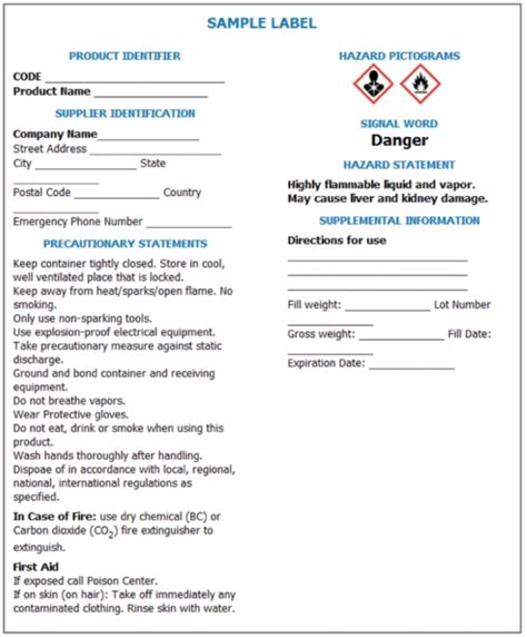 OSHA Secondary Container Label Template 7