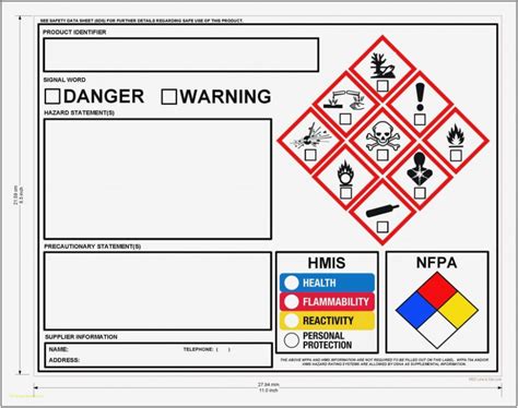 OSHA Secondary Container Label Template Excel