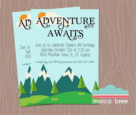 Outdoor adventure birthday templates