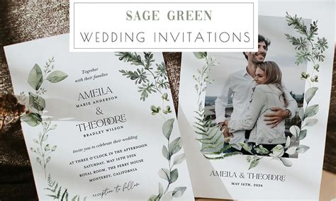 Outdoor Sage Green Wedding Invitation