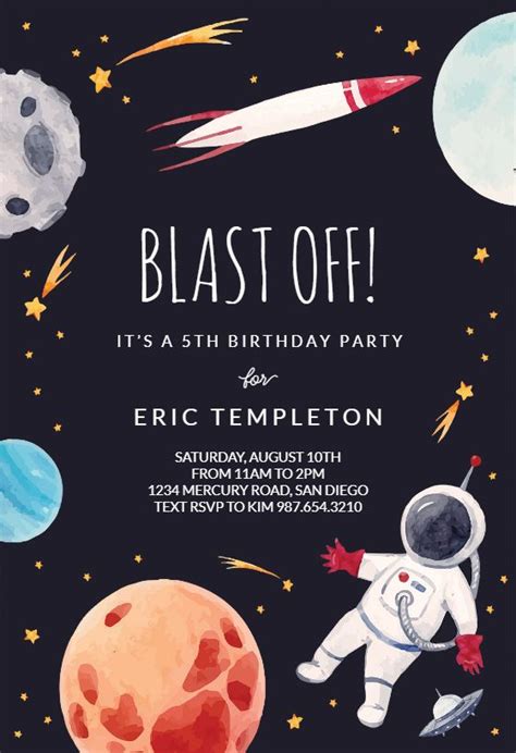 Outer Space Party Invitation Template