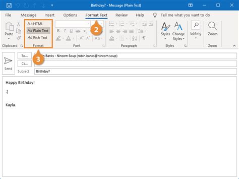 Outlook Email Address Formatting