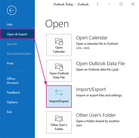 Outlook Export Feature