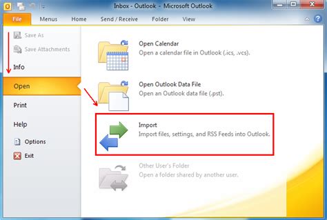 Using the Outlook Import/Export Wizard