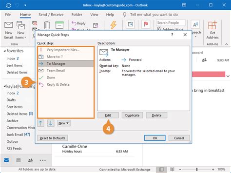 Outlook Quick Step Template