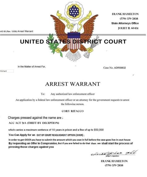 Outstanding warrant description