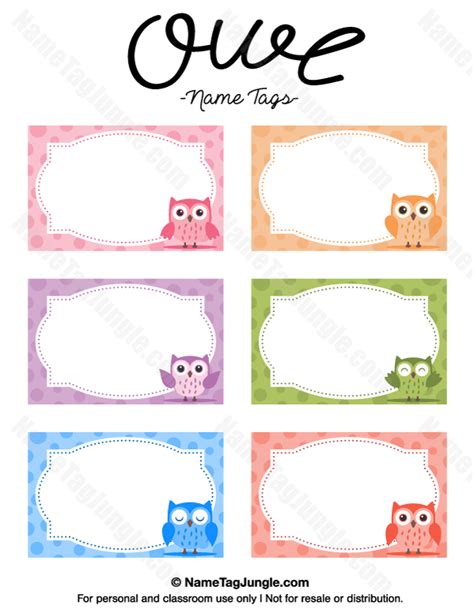 Owl Name Tags Printable Templates For Kids