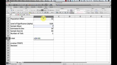 P-Value in Excel using TDIST Function